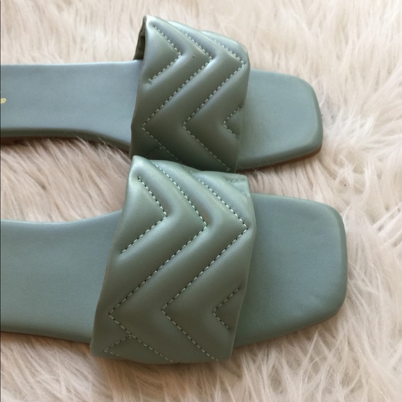 Sea Foam Quilted Square Toe Sandals - Picture 10 of 16